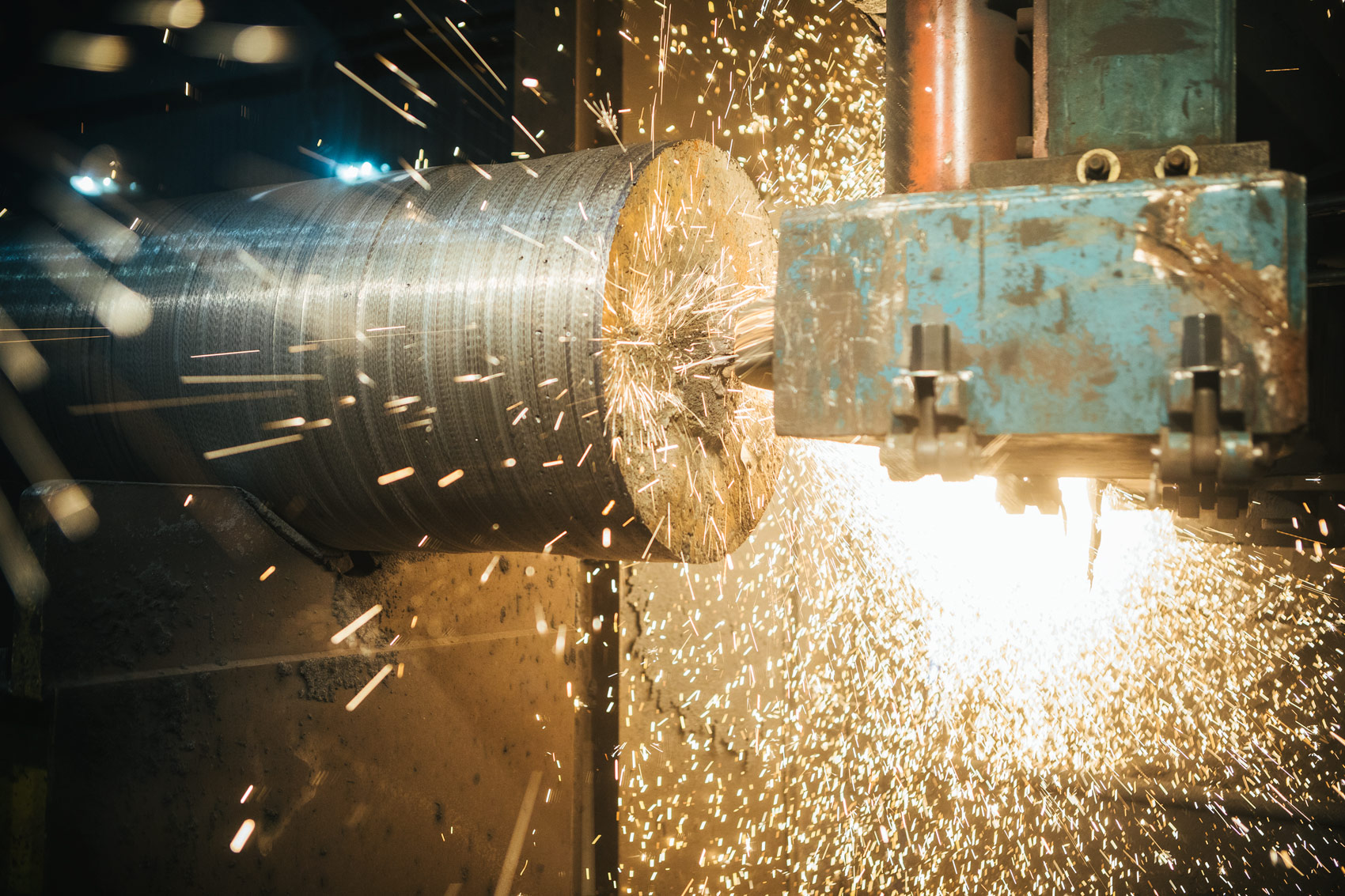 sparks flying on steel for washington dc industrial photography
