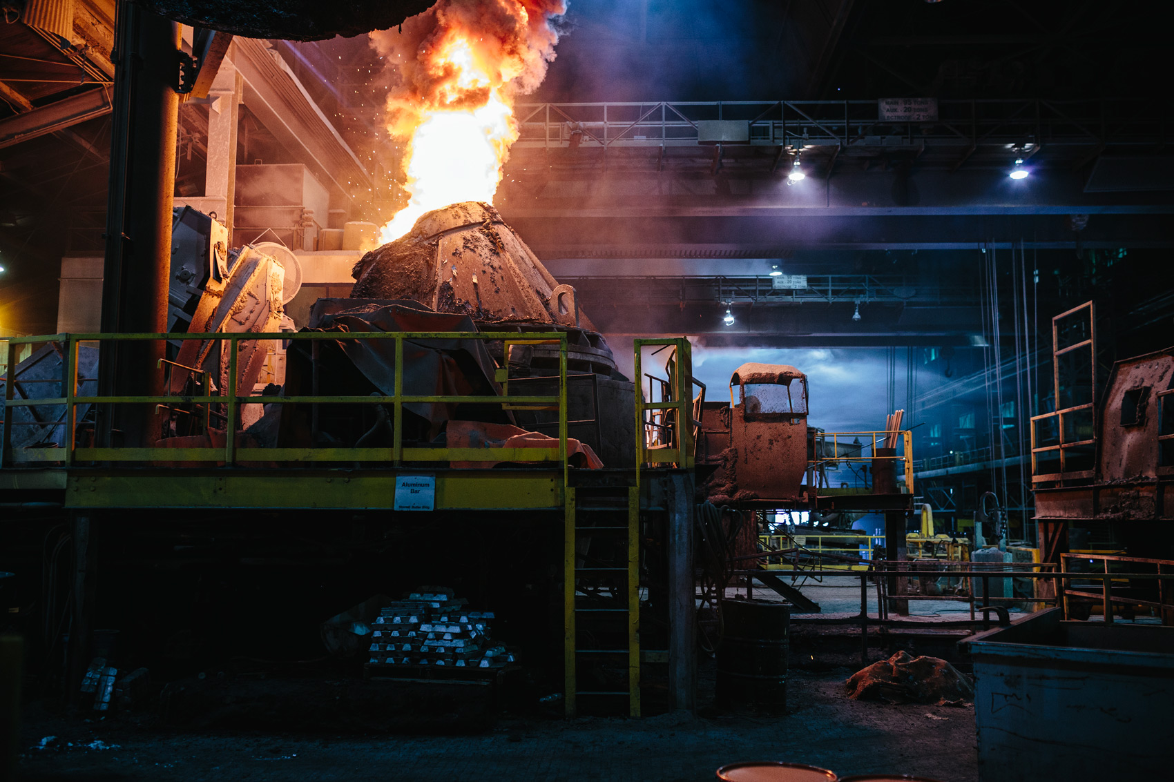 flames blast from arc furnace for washington dc commercial photography