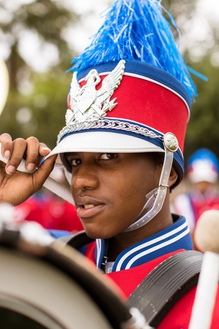marching band drummer tipping hat for washington dc commercial photographer