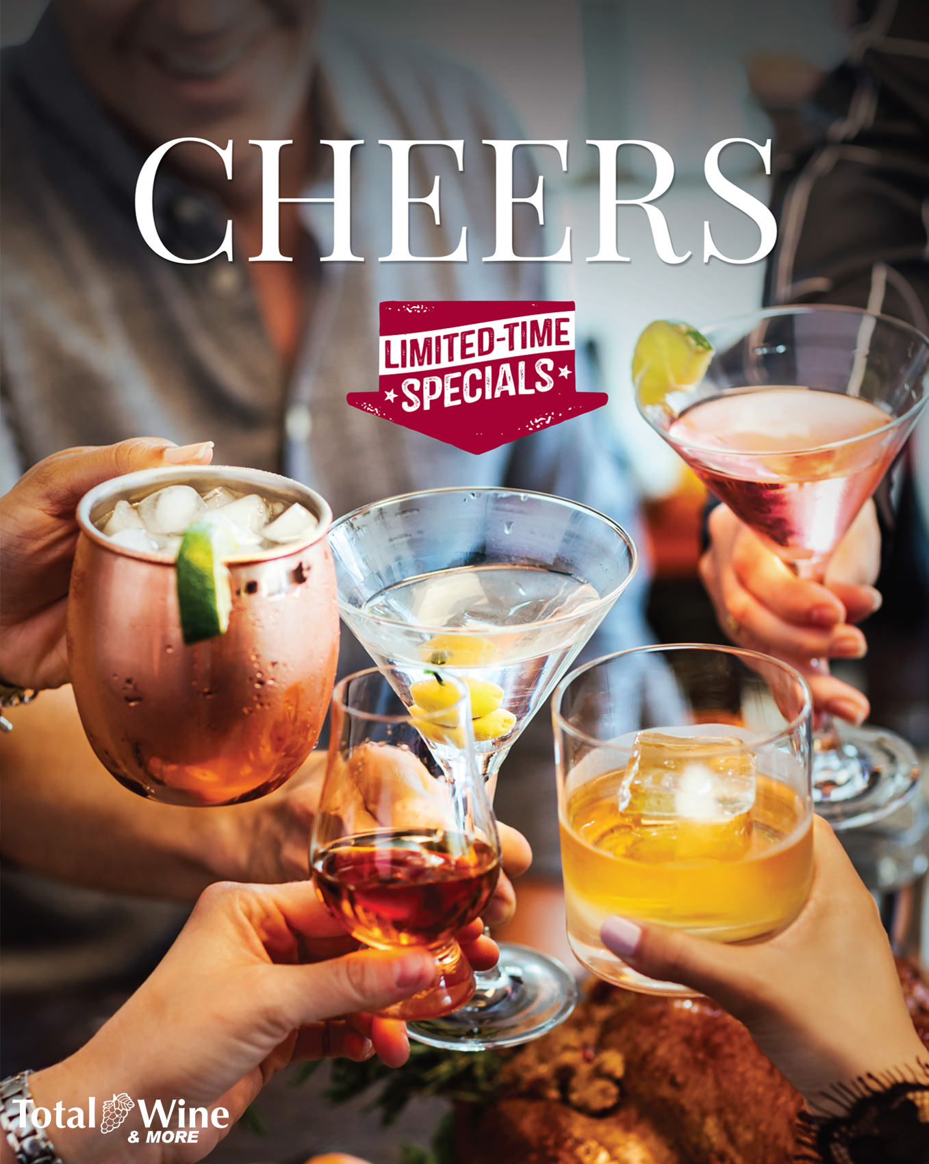 hands making toast with glasses for total wine & more advertisement, washington dc commercial photography